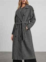 Płaszcz w kratę - wielobarwny. Płaszcze damskie Sinsay, l, bez wzorów, z wełny, bez kaptura. Za 159.99 zł.