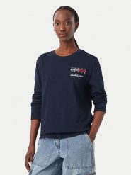 Tommy Jeans Bluzka DW0DW23807 Granatowy Relaxed Fit. Niebieskie bluzki damskie Tommy Jeans, s, bez wzorów, z bawełny, bez kołnierzyka, bez ramiączek. Za 264.99 zł.