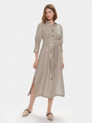 Marella Sukienka koszulowa Balia 2413221114 Beżowy Regular Fit. Brązowe sukienki damskie Marella, bez wzorów, ze lnu, bez ramiączek. Za 2,439.00 zł.