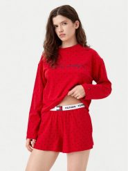 Tommy Hilfiger Piżama UW0UW05649 Czerwony Relaxed Fit. Czerwone piżamy damskie Tommy Hilfiger, bez wzorów, z bawełny, bez ramiączek. Za 329.99 zł.