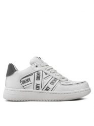 DKNY Sneakersy Olicia K4205683 Biały. Białe obuwie sportowe damskie DKNY, ze skóry, bez zapięcia. W wyprzedaży za 449.99 zł.