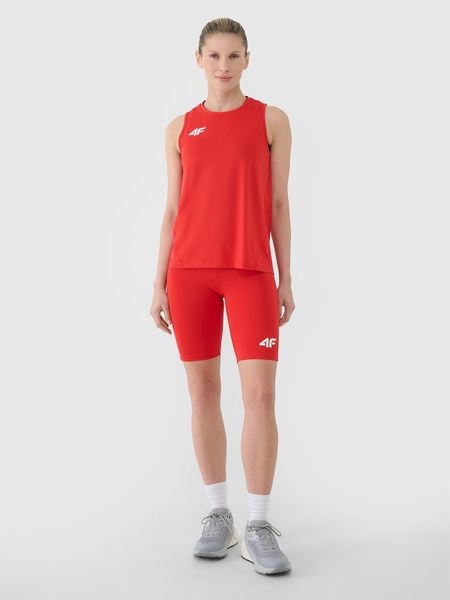 4F Legginsy kolarki treningowe damskie - czerwone S. Czerwone legginsy damskie 4F, s, bez wzorów, z dzianiny, na fitness i siłownię. Za 109.99 zł.