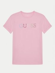 Guess T-Shirt J5GI38 J1314 Różowy Regular Fit. Czerwone koszulki i t-shirty dziewczęce Guess, z aplikacjami, z bawełny, bez kołnierzyka, bez ramiączek. Za 79.99 zł.