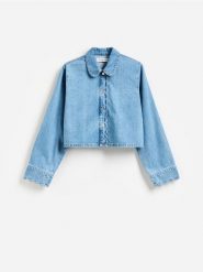 Jeansowa kurtka - niebieski. Niebieskie kurtki damskie Reserved, l, bez wzorów, z denimu, bez kaptura. Za 139.99 zł.