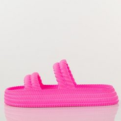 Lekkie piankowe fuksja klapki damskie DiA 51-001. Czerwone klapki damskie DiA, bez wzorów, z dresówki, bez obcasa, na platformie, bez zapięcia. Za 79.00 zł.