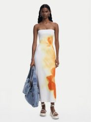 Desigual Sukienka letnia Amberes 25SWVK49 Écru Slim Fit. Sukienki damskie Desigual, bez wzorów, z syntetyku, bez ramiączek. Za 389.99 zł.