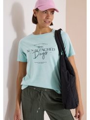 Cecil Koszulka w kolorze błękitnym rozmiar: L. Niebieskie bluzki damskie Cecil, l, bez wzorów, z bawełny, bez kołnierzyka, bez ramiączek. Za 67.40 zł.