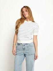 Peppercorn Koszulka w kolorze biało-błękitnym rozmiar: XS. Białe bluzki damskie Peppercorn, xs, bez wzorów, bez kołnierzyka, bez ramiączek. Za 135.95 zł.