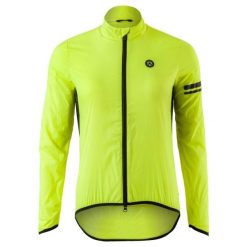 Damska kurtka rowerowa wiatroszczelna Essential żółta. Żółte kurtki damskie AGU, m, bez wzorów, z materiału, bez kaptura. Za 334.90 zł.