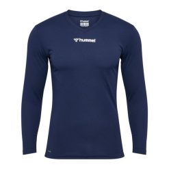 Koszulka z długim rękawem Hummel BL Essential. Niebieskie koszulki damskie Hummel, bez wzorów, bez kołnierzyka, bez ramiączek. Za 153.50 zł.