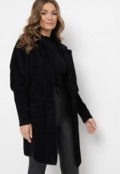 Czarny Płaszcz z Bawełną Oversize Klepheia. Czarne płaszcze damskie Born2be, bez wzorów, z bawełny, bez kaptura. Za 169.99 zł.