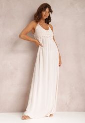 Jasnoróżowa Sukienka Hirlia. Czerwone sukienki damskie Renee, bez wzorów, z bawełny, boho, bez ramiączek. W wyprzedaży za 56.99 zł.