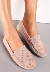 Jasnoróżowe Mokasyny Ianthochis. Czerwone mokasyny damskie Renee, ze skóry, bez obcasa. Za 99.99 zł.