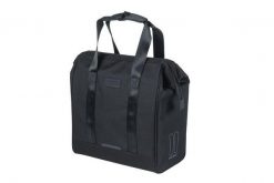 Basil Grand Torba rowerowa 23L, 600D poliester wodoodporny, haki MIK. Czarne torby na laptopa BASIL, bez wzorów, z poliesteru. Za 229.99 zł.