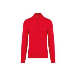 Sweter 1/4 zip Kariban. Czerwone swetry klasyczne damskie KARIBAN, na zimę, bez kołnierzyka. Za 238.50 zł.