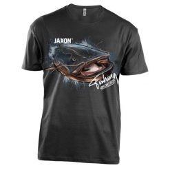 Koszulka wędkarska Jaxon Nature Sum Catfish. Czarne bluzki damskie JAXON, xl, bez wzorów, bez kołnierzyka, bez ramiączek. Za 69.99 zł.