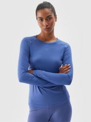 4F Longsleeve treningowy szybkoschnący damski - granatowy XS. Niebieskie koszulki sportowe damskie 4F, xs, bez wzorów, z dzianiny, bez ramiączek, na fitness i siłownię. W wyprzedaży za 59.99 zł.