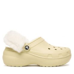 Klapki Crocs. Brązowe klapki damskie Crocs, bez wzorów, bez obcasa, bez zapięcia. Za 309.99 zł.