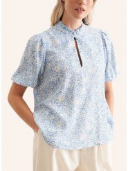 Seidensticker Bluzka w kolorze błękitno-białym rozmiar: 36. Niebieskie bluzki damskie Seidensticker, bez wzorów, z wiskozy, bez kołnierzyka, bez ramiączek. Za 113.10 zł.