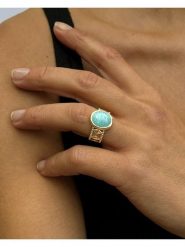 Taboo Pozłacany pierścionek z amazonitem rozmiar: onesize. Żółte pierścionki damskie Taboo, pozłacane. Za 108.99 zł.