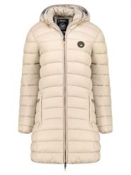 Geographical Norway Płaszcz pikowany "Atikamap" w kolorze kremowym rozmiar: XXL. Brązowe płaszcze damskie Geographical Norway, xxl, bez wzorów, bez kaptura. Za 153.45 zł.