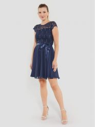 Swing Sukienka koktajlowa 77760510 Granatowy Regular Fit. Niebieskie sukienki damskie Swing, bez wzorów, z syntetyku, wizytowe, bez ramiączek. Za 309.99 zł.