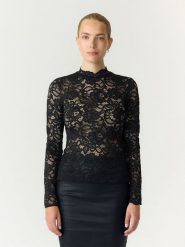 YAS Bluzka w kolorze czarnym rozmiar: L. Czarne bluzki damskie YAS, l, bez wzorów, z koronki, bez kołnierzyka, bez ramiączek. Za 119.95 zł.