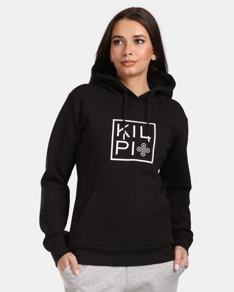 Bluza damska z kapturem Kilpi Niky. Czarne bluzy damskie Kilpi, bez wzorów, z bawełny, z kapturem. Za 189.67 zł.