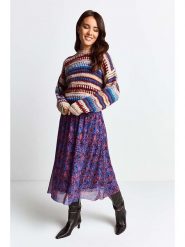 Rich & Royal Sweter w kolorze beżowo-niebiesko-bordowym rozmiar: L. Brązowe swetry klasyczne damskie Rich & Royal, l, z wełny, bez kołnierzyka. Za 210.81 zł.