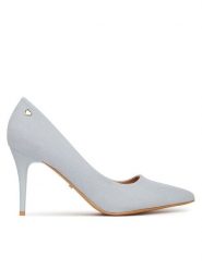 DeeZee Szpilki EZ-23-1B Niebieski. Niebieskie szpilki damskie DeeZee, bez wzorów, z materiału, bez obcasa, na szpilce, bez zapięcia. Za 139.99 zł.