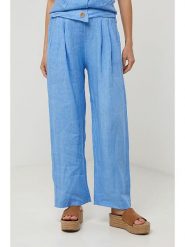 Lin Passion Lniane spodnie w kolorze błękitnym rozmiar: 34/36. Niebieskie spodnie materiałowe damskie Lin Passion, bez wzorów, ze lnu. Za 143.99 zł.