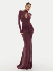 Elisabetta Franchi Sukienka wieczorowa AB-616-46E2-V800 Bordowy Slim Fit. Czerwone sukienki damskie Elisabetta Franchi, bez wzorów, wizytowe, bez ramiączek. Za 3,799.00 zł.