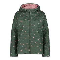 Kurtka puchowa damska z odpinanym kapturem CMP. Zielone kurtki damskie CMP, bez wzorów, z puchu. Za 436.80 zł.