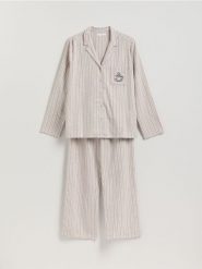 Dwuczęściowa piżama z bawełny - brązowy. Brązowe piżamy damskie Reserved, bez wzorów, z bawełny, bez ramiączek. Za 159.99 zł.