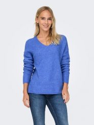 ONLY Sweter "Camilla" w kolorze niebieskim rozmiar: XS. Niebieskie swetry klasyczne damskie Only, xs, ze splotem, bez kołnierzyka. Za 66.00 zł.