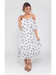 Zibi London Sukienka w kolorze białym ze wzorem rozmiar: M. Białe sukienki damskie Zibi London, bez wzorów, bez ramiączek. Za 65.69 zł.