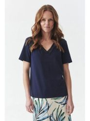 TATUUM Bluzka "Erykah" w kolorze granatowym rozmiar: S. Niebieskie bluzki damskie TATUUM, s, bez wzorów, z koronki, bez kołnierzyka, bez ramiączek. Za 74.63 zł.