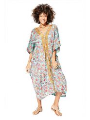Aller Simplement Kaftan w kolorze turkusowo-czerwonym rozmiar: 34-40. Czerwone sukienki damskie Aller Simplement, bez wzorów, klasyczne, bez ramiączek. Za 119.12 zł.
