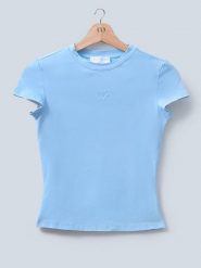 LeGer Koszulka w kolorze błękitnym rozmiar: 42. Niebieskie koszulki damskie LeGer, bez wzorów, bez kołnierzyka, bez ramiączek. Za 118.01 zł.