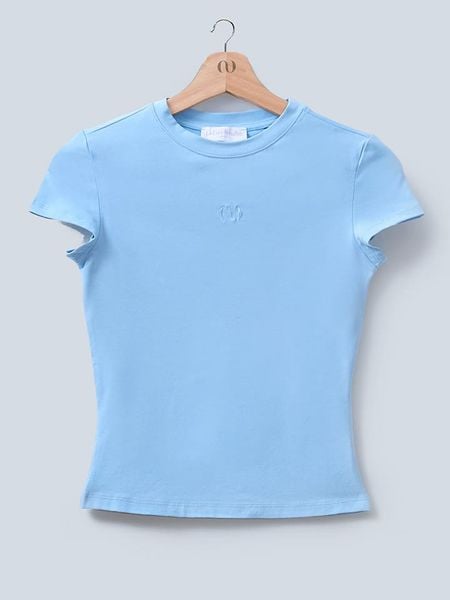 LeGer Koszulka w kolorze błękitnym rozmiar: 34. Niebieskie koszulki damskie LeGer, bez wzorów, bez kołnierzyka, bez ramiączek. Za 96.14 zł.