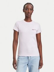 Karl Lagerfeld Jeans T-Shirt A1W17004 Różowy jasny Slim Fit. Czerwone t-shirty damskie Karl Lagerfeld Jeans, l, bez wzorów, z bawełny, bez kołnierzyka. Za 219.99 zł.