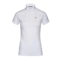 Dopasowana koszula konkursowa damska Kingsland Classic. Białe koszule damskie KINGSLAND, bez wzorów, sportowe, bez kołnierzyka, bez ramiączek. Za 300.00 zł.