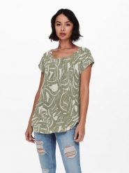 ONLY Koszulka w kolorze khaki rozmiar: XS. Brązowe bluzki damskie Only, xs, bez wzorów, z wiskozy, bez kołnierzyka, bez ramiączek. Za 32.75 zł.