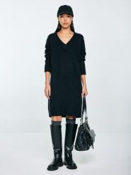 BIG STAR Sukienka dzianinowa w kolorze czarnym rozmiar: S/M. Czarne sukienki damskie Big Star, bez wzorów, z dzianiny, retro, bez ramiączek. Za 114.99 zł.