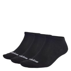 Cienkie skarpetki przed kostkę Linear – 3 pary. Czarne skarpetki damskie Adidas, bez wzorów, z bawełny. Za 34.95 zł.