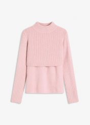 Sweter warstwowy. Czerwone swetry klasyczne damskie bonprix, bez kołnierzyka. Za 99.99 zł.