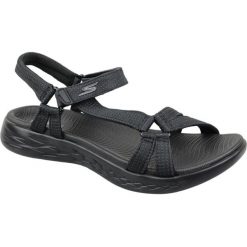 Sandały SKECHERS ON THE GO 600 BRILLIANCY Czarny. Czarne sandały damskie Skechers, bez wzorów, z materiału, bez obcasa, bez zapięcia. Za 189.99 zł.