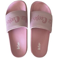 Klapki Lee Cooper W LCW-24-42-2488LA różowe. Czerwone klapki damskie bez wzorów, z syntetyku, bez obcasa, bez zapięcia. Za 128.57 zł.