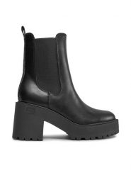 Guess Botki Lucah2 FL8L2H LEA10 Czarny. Czarne botki damskie Guess, ze skóry, bez obcasa, na słupku, bez zapięcia. Za 819.99 zł.