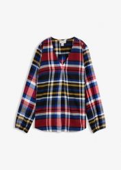 Tunika flanelowa z czystej bawełny organicznej. Czerwone tuniki damskie bonprix, bez wzorów, z bawełny, bez kołnierzyka, bez ramiączek. Za 109.99 zł.